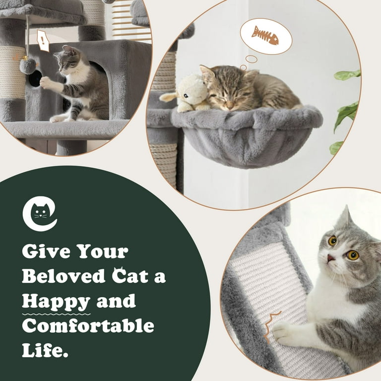 Amolife Modern Indoor 68 Inch Multi-Level Cat Tower, X-Large Cat