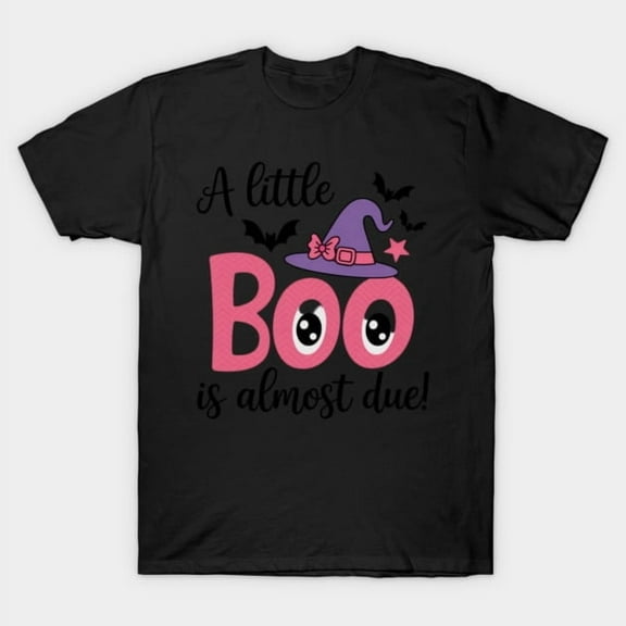 Halloween A Little Boo Is Almost Due Funny Baby Shower Party Retro Ghost G2280 T-Shirt, for men and women, Up to Size 5XL