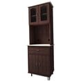 thumbnail image 1 of Hodedah Kitchen China with 4-Door 1-Drawer and Microwave Space in Chocolate Wood, 1 of 8