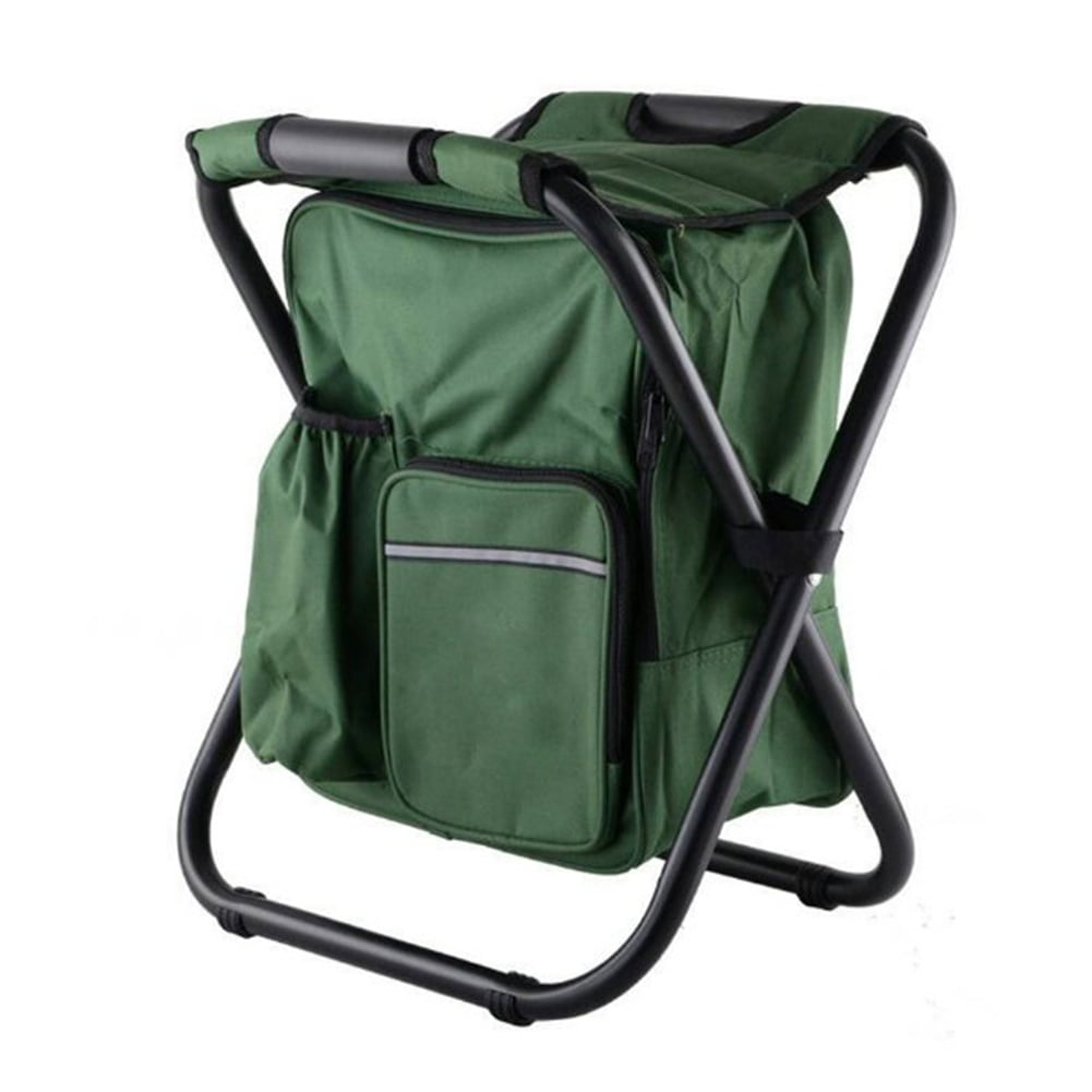 2 In 1 Oxford Camping Insulated Backpack Folding Chair Tool with Cooler Bag 