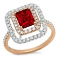 thumbnail image 2 of 2.62 ct Emerald Cut Natural Garnet Halo Engagement Ring for Women in 18K Rose/White Gold, 2 of 2