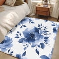thumbnail image 4 of Blue Floral Area Rugs 4x6 ft Spring Blue Flowers Leaf Watercolor Botanical Washable Rug Non Slip Indoor Carpet Absorbent Floor Mat for Living Room Bedroom Dining Room, 4 of 9