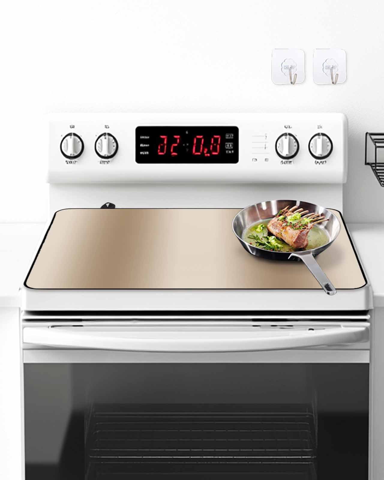 Stove Top Covers for Electric Stove, Khaki Ombre Glass Stovetop Cover Protector, Modern Abstract Art Farmhouse Gradient Induction Cooktop Protector Oven Mat for Kitchen Countertop 28.5"x20.5"