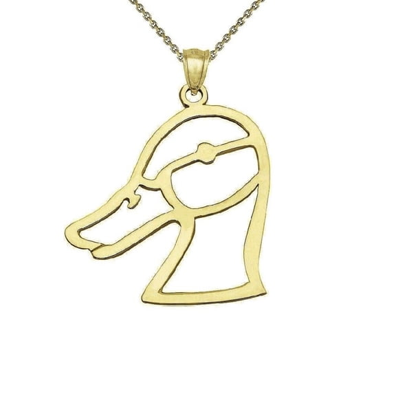 925 Sterling Silver Yellow Gold Plated 1mm Cable Chain Necklace w/ Duck Head Pendant Charm