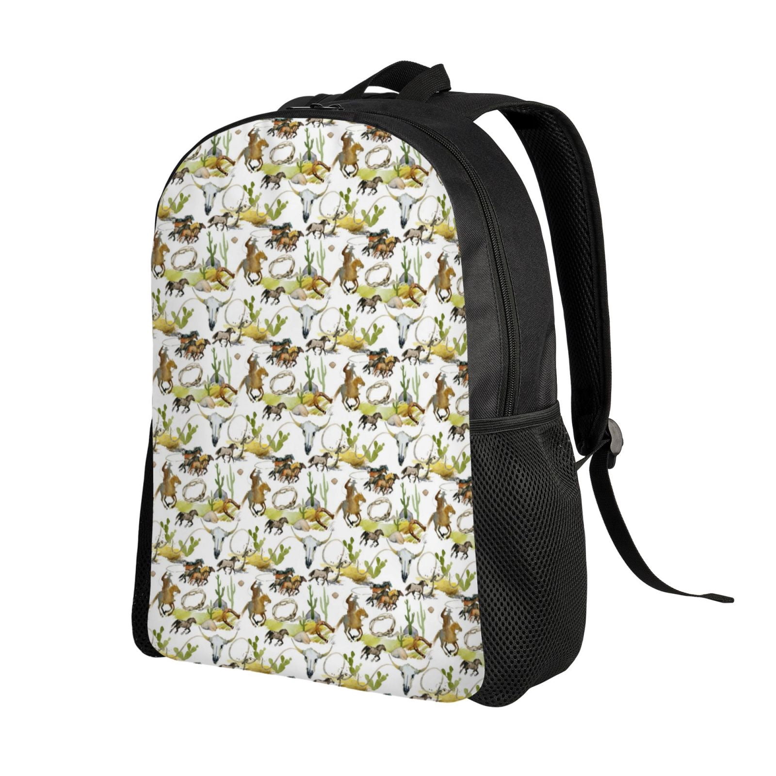 Xecao Wild West Western Print School Backpack with Laptop Compartment Small Travel Laptop Backpack for Women Men Waterproof College Backpack Simple School Bag