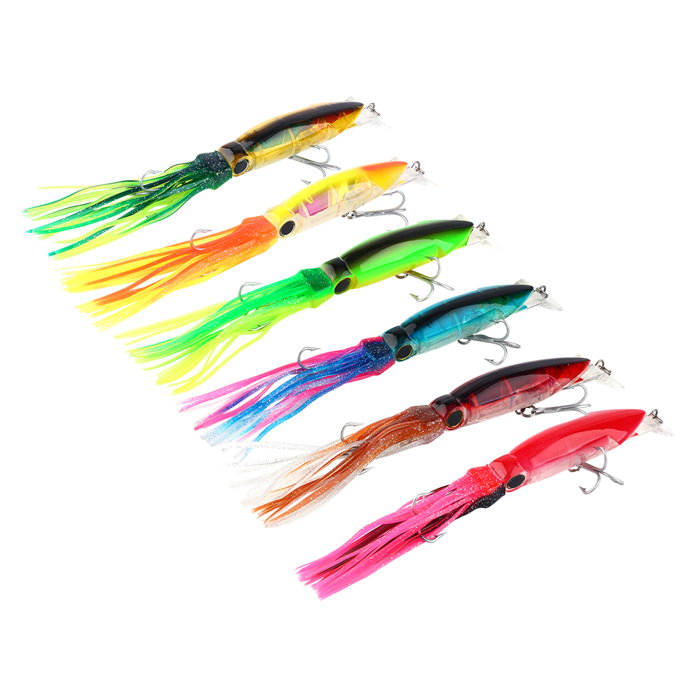 Qiilu 24cm/40g Fishing Lures Squid Lures Fish Bait Crankbait Tackle Jig