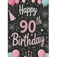 thumbnail image 4 of Black Background Happy 90th Birthday Banner with Balloons Party Hats and Presents Backdrop Party Supplies Photography Props Birthday Decoration Party Decorations, 4 of 7