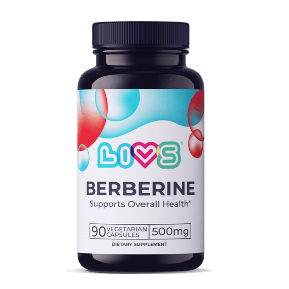 LIVS Berberine Capsules 500mg – Cholesterol, Triglyceride & Gut Health Support, Vegan Supplement – 90 Count