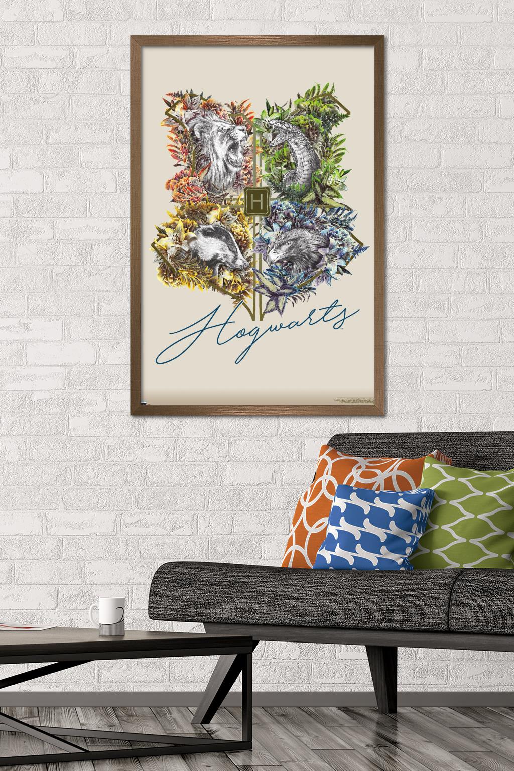 The Wizarding World: Harry Potter - Flower House Crest Wall Poster, 22.375" x 34", Framed