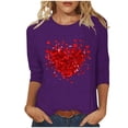 thumbnail image 3 of VKOYWKM T-Shirts Cœur d'Amour pour Femmes T-Shirts de la Saint-Valentin T-Shirts Imprimé Cœur d'Amour Manches 3/4 Col Rond T-Shirts de Fête Cadeaux de la Saint-Valentin, 3 of 5