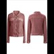 thumbnail image 2 of Chaqueta de Terciopelo de Larga de Color Liso para Mujer, Abrigo Corto Informal con Hebilla y Bolsillos. Rosa L, 2 of 5