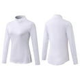 thumbnail image 6 of Htigea Yoga Shirts for Women 1/4 Zip Mock Neck Athletic Tops Stretchy Slim Fit Workout Tee Thin Fleece Long Sleeve Sport T-Shirts White XL, 6 of 8