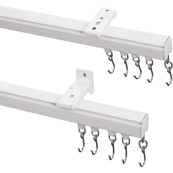 ZXNYH Ceiling Track Kit with Hooks, Wall Mount Curtain Track,x-Large Size for Space 12ft - 18ft Wide, Work with Grommet and Pinch Pleated Curtain