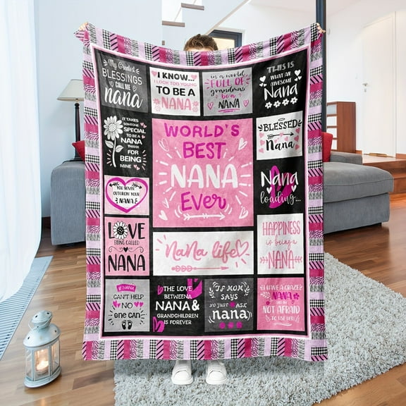 1PC Soft Flannel Blanket, Best Nana Ever Gifts Pink Bed Blanket, Sofa Blanket, Soft Blanket, Multi-purpose Blanket For All Seasons Christmas Gift