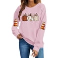 thumbnail image 2 of TKLPEHG Fall Pumpkin Sweatshirt for Women Plaid Pumpkin Graphic Pullover Vintage Halloween Thanksgiving Casual Long Sleeve Tops (Pink,M), 2 of 6