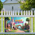 thumbnail image 4 of Happy Birthday Fantasy Castle Backdrop for Party Celebration Indoor Outdoor Decoration Photo Booth Background Banner Rainbow Fairy Tale Theme, 4 of 4