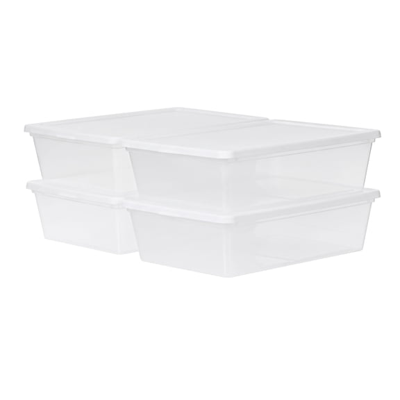 IRIS 13 Qt. Plastic Storage Bins with Lids, Stackable Containers and Totes, Clear, 4Pk