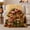 Christmas Gift Bag, variant on Warm Brown Snowy Porch Scene, Rustic Winter Porch Art Style for Winter Holiday Decor Enthusiasts, Housewarming Gift with Cozy Flannel Blanket, Home Decor for Living Room And Family Room And