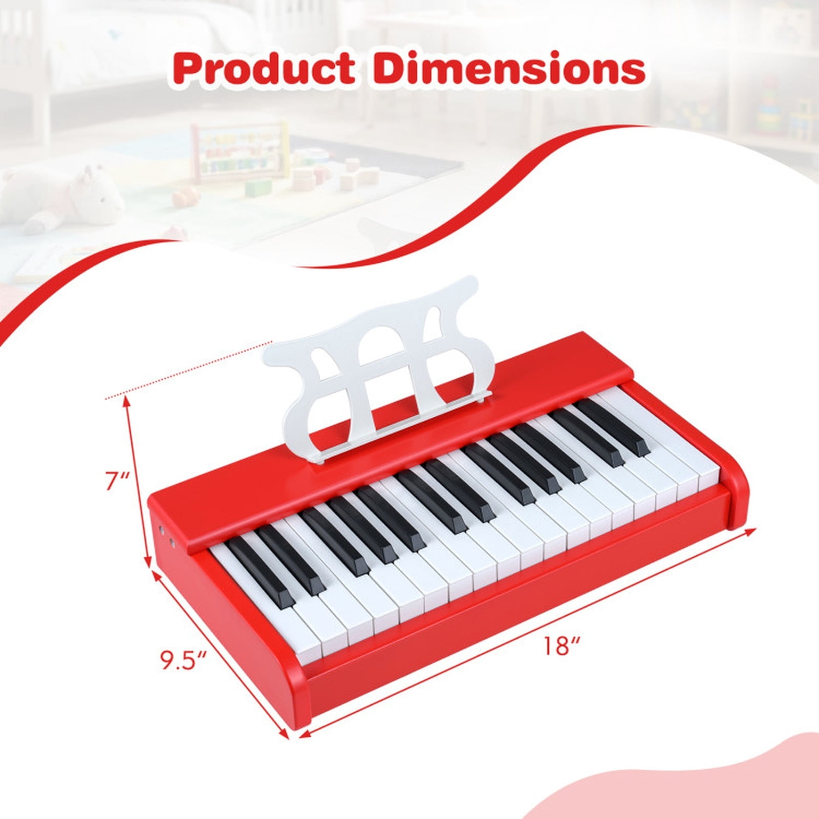Redsmile 30-Key Kids Piano Keyboard with Music Stand and One-Key Learning for Toddlers and Beginners to Play Their First Songs, Red