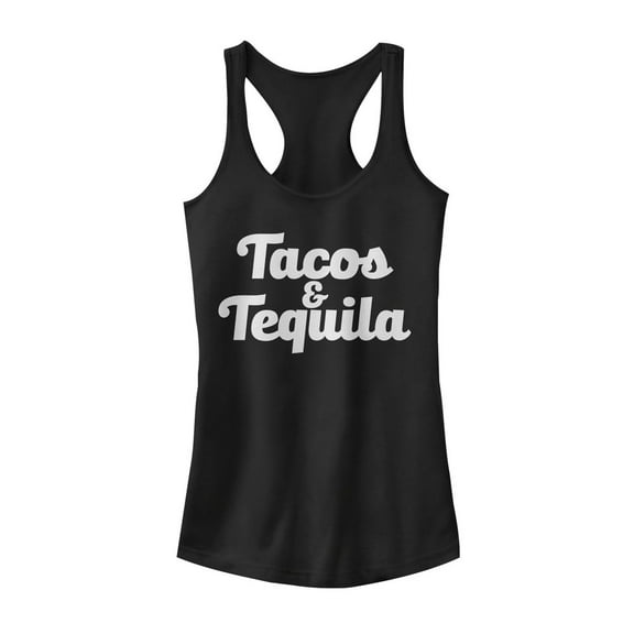 Junior's CHIN UP Taco Tequila Racerback Tank Top Black Large