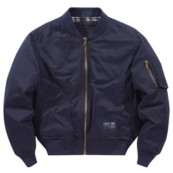 Bomber Jacket Men Vintage Military Flight Zip Up Windbreaker Lightweight Warm Coat with Pockets Fall Winter Loose Fit Varsity Style