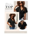 thumbnail image 3 of Dokotoo Womens Black Short Sleeve Blouses Ruffle Shirt Peplum Blouses for Women Ladies Summer Tops Chic Blouse, US 16-18(XL), 3 of 7