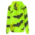 thumbnail image 6 of Oiangi Womens Plus Size Hoodies Fall Long Sleeve Drawstring Halloween Sweatshirts Bat Graphic Cozy Pockets Pullover for Autumn Fashion Green 3XL, 6 of 7