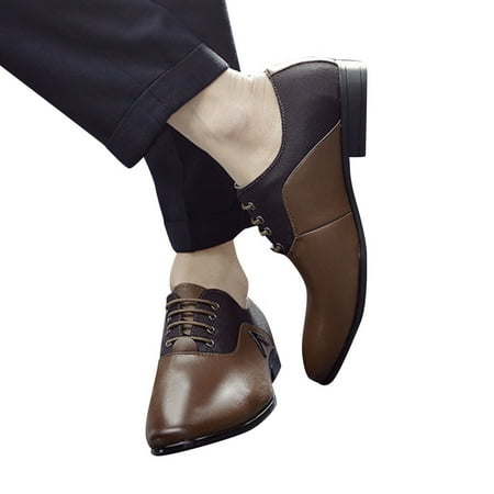 

Mackneog Cl ical Style Shoes For Men Slip On PU Low Rubber Sole Block Heel Work Gift on Clearance