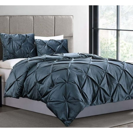 Crushed Velvet 3 Piece Queen Comforter Set In Green Walmart Com