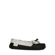 Dearfoams Girls Quilted Velvet Moc w Bow Slippers