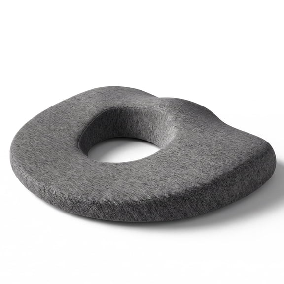 LZSDS Donut Pillow Seat Cushion, Memory Foam Support Pillow for Wheelchair Office Chair, Washable Cover, Non-Slip Bottom, Dark Gray