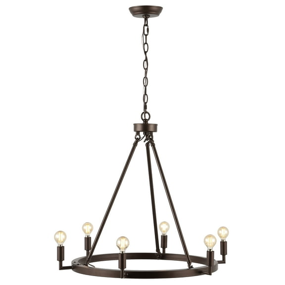 SAFAVIEH Nevada 6-Light Modern Oil Rub Bronze Metal Chandelier