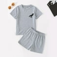 thumbnail image 2 of Toddler Outfits Girls Short Sleeve Cartoon Dinosaur Prints T Shirt Tops Shorts Daily Wear Outfits Toddler Summer Clothes Girls Grey 3 Years-4 Years, 2 of 3