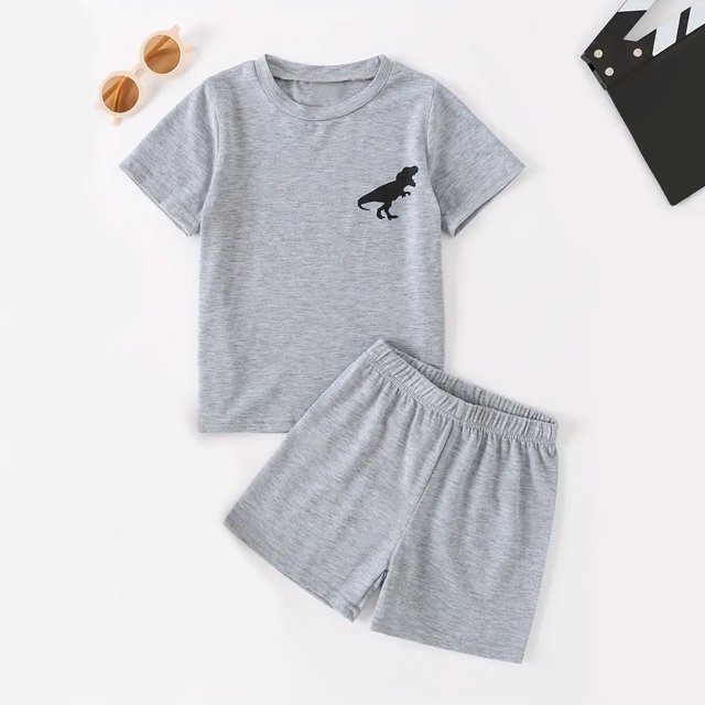 Vêtements Garçon T-Shirts à Manches Courtes Unis Shorts Col Ras du Cou Tenues d'Été Tenues pour Bébés Garçons 15-16 Ans Mode Garçons