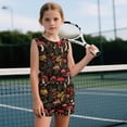 thumbnail image 3 of chaqlin Mushroom Flowers Girls 2 Piece Summer Outfits Kids Shorts Set Round Neck Tank Top and Soft Shorts with Pockets Kids Short Set for 5-14Y, 3 of 7
