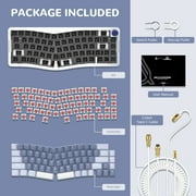 AKS068 65% Wired Mechanical Gaming Keyboard with Coiled Cable, 68-Key Alice-Layout Mechanical Keyboard, RGB Hot Swappable Red Switches VIA/QMK Programmable Knob Gasket Mount for Win/Mac (Purple)