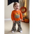 thumbnail image 4 of Cjfdfy Toddler Baby Girl Halloween Outfit Camo Pumpkin Print Long Sleeve Pullover Camouflage Flare Pants Little Baby Cute My First Halloween Fall Winter Clothes, 4 of 9