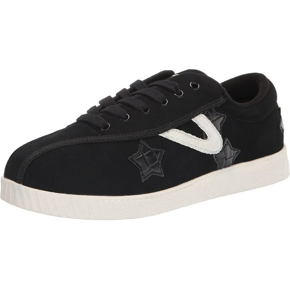 TRETORN Womens Nyliteplus Leather Lace-Up Casual Fashion Sneakers Classic Vintage Style 9 Black/White