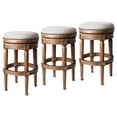 thumbnail image 1 of Maven Lane Pullman Backless Bar Stool in Weathered Oak Finish w/ Sand Color Fabric Upholstery, Set of 3, 1 of 6
