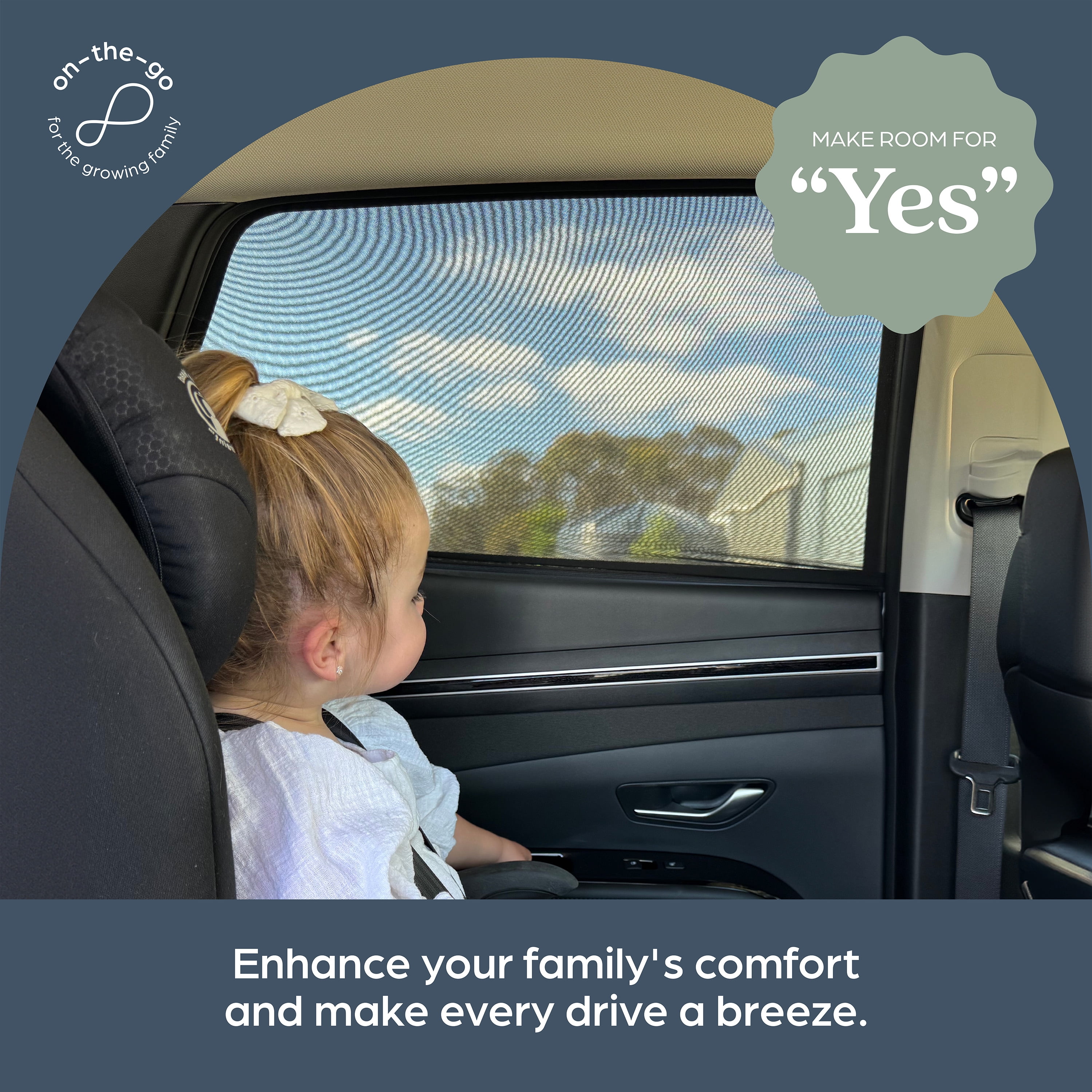 Dreambaby Fitover Car Window Sun Shades for Baby Stretchable Window Covers- 2 Pack, Black L1285