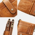 thumbnail image 4 of Ciaoed Men Genuine Leather Chain Wallet RFID Double ZIpper Anti-theft Multi-card Slot Card Holder Wallet - Coffee, 4 of 8