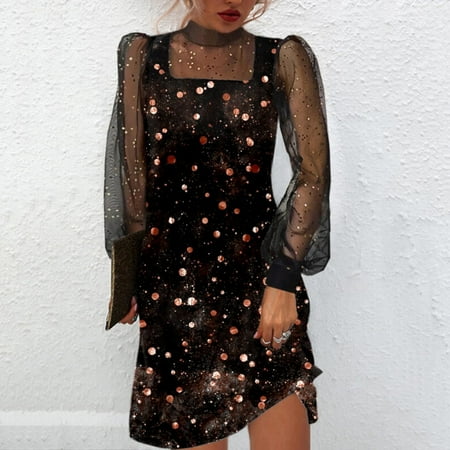 

Bnwani Women s Tops Dresses High Neck Sparkly Dresses Corset Mini Dress Long Sleeve Mesh Pencil Dress Slim Fit For Party Club Night M Pink Ankle S-6XL