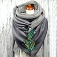 thumbnail image 2 of Women Feather Print Cotton Winter Warm Button Up Scarf, 2 of 3