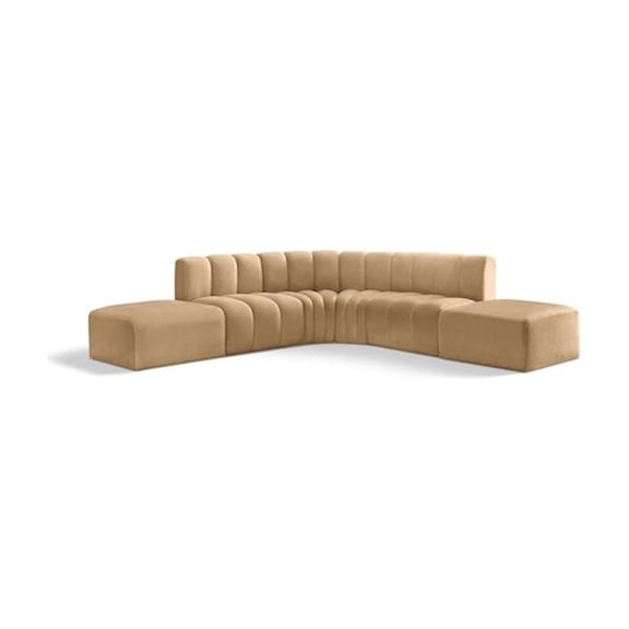 Meridian Furniture Arc Camel Velvet Modular Sectional