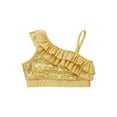 thumbnail image 5 of MSemis Girls Kids Shiny Sequined Dance Crop Top Jazz Modern Dance Top Gold 6, 5 of 6