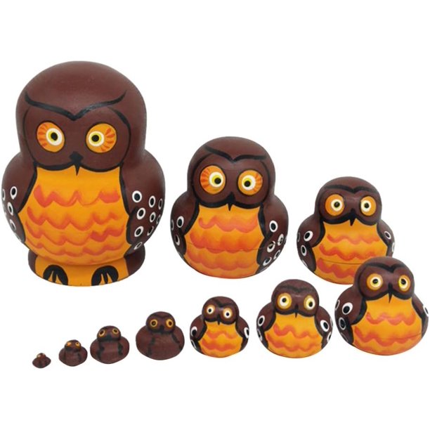 10 capas Búho Muñecas Búho de madera Matryoshka Muñeca Animal de dibujos animados Muñeca rusa Muñecas rusas de anidación Matryoshka Juguetes apilables Niños Regalos de cumpleaños Juguetes JAMW Sencillez