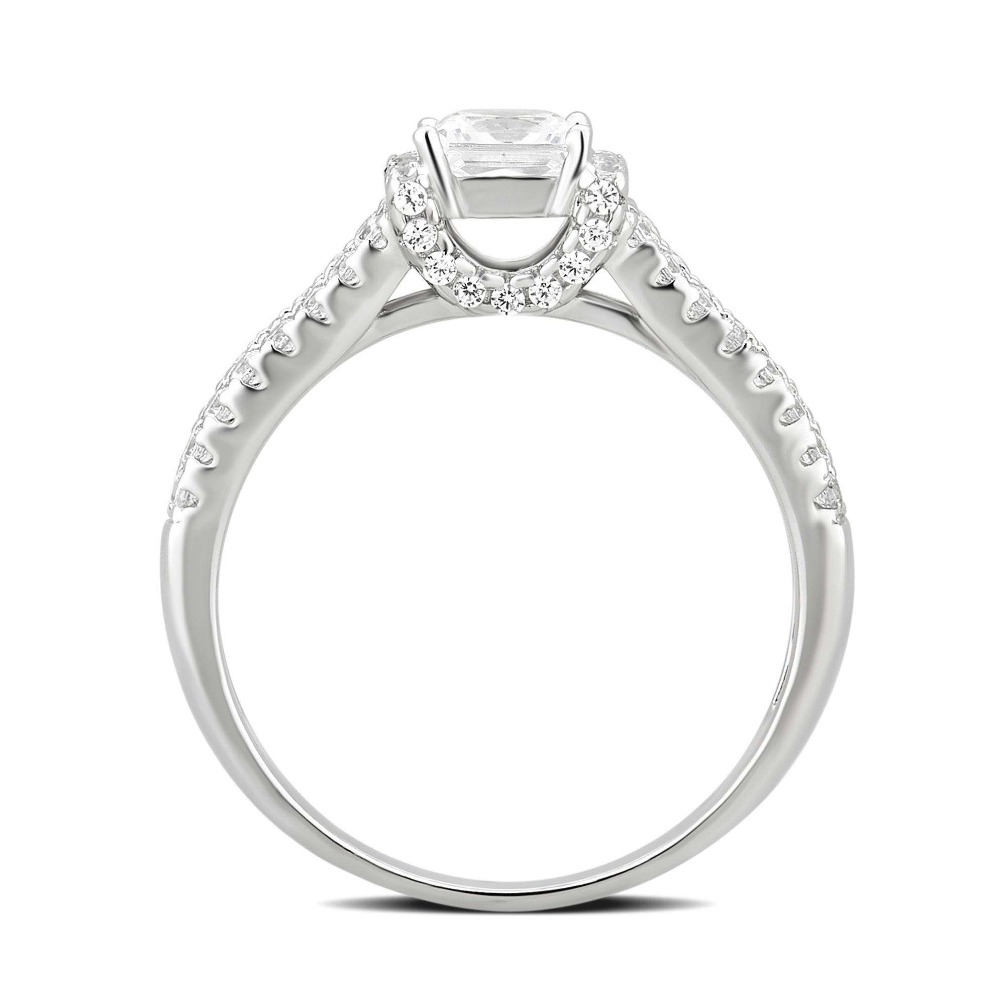 Arista 2.00 Carat T.W. Cubic Zirconia Split Shank Engagement Ring in Sterling Silver