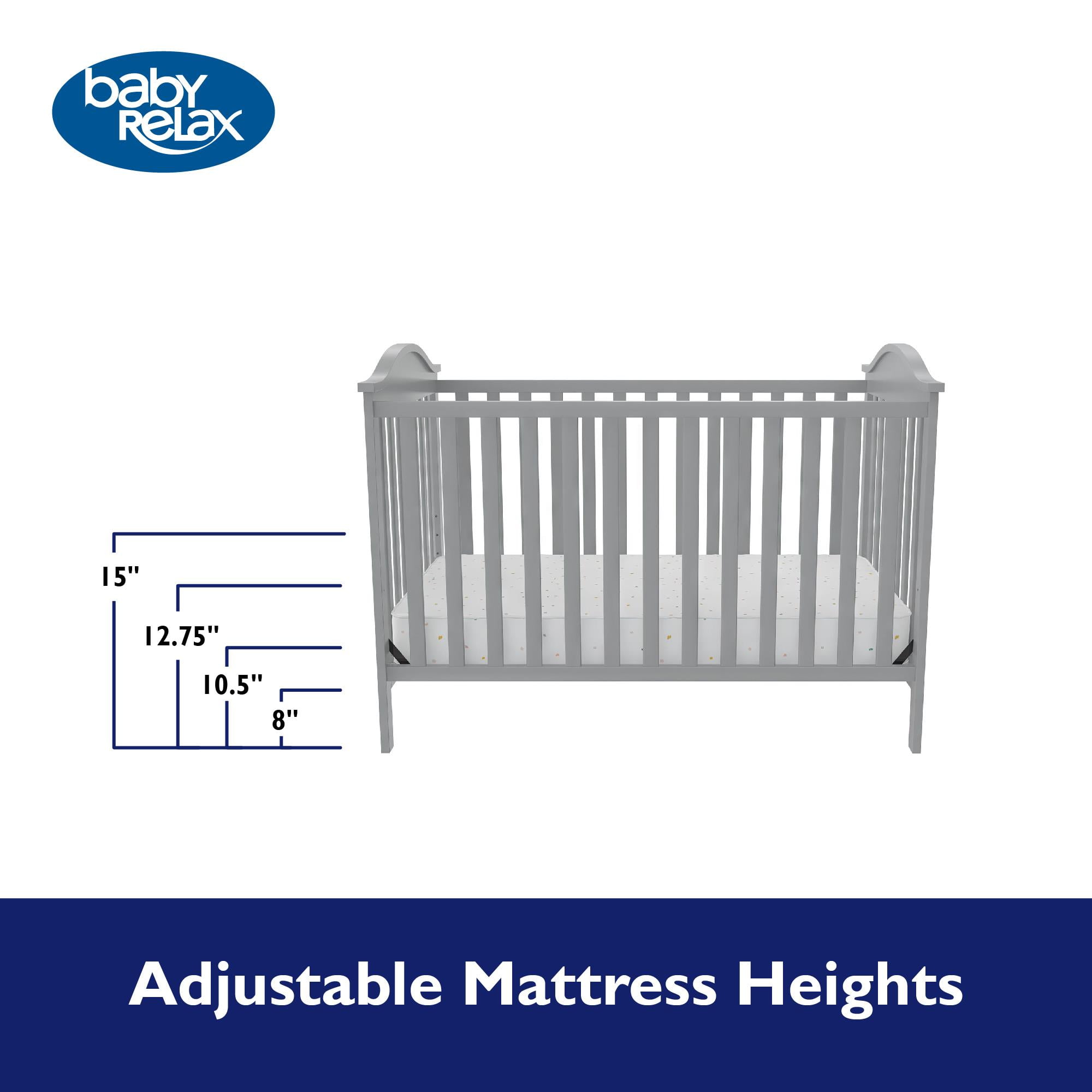 Baby Relax Adele 3-in-1 Convertible Crib, Light Gray