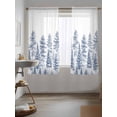 thumbnail image 3 of Navy Blue Pastoral Tree Curtains 63 Inch Length, Sheer Curtains for Bedroom Living Room Window Vintage Botanical Spring Rod Pocket Voile Drapes Kitchen Curtains Small Half Window 42"x63" 2 Panels, 3 of 6