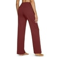 thumbnail image 4 of WULMLEO Straight Leg Yoga Pants Women High Waisted Soft Leggings with Pockets Office Dress Work Slacks Comfy Stretch Trousers Wine 3XL, 4 of 4